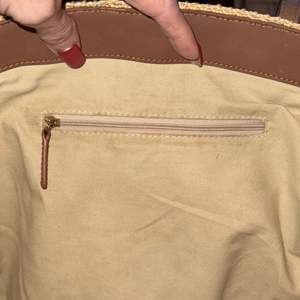 Chic Tan Woven Tote with Brown Accents - Picture 9 of 11